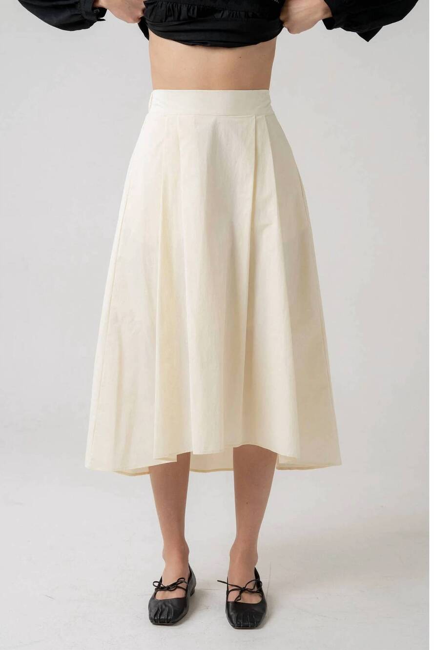 NEW ELLE GREY women's kelly asymmetrical skirt in cream